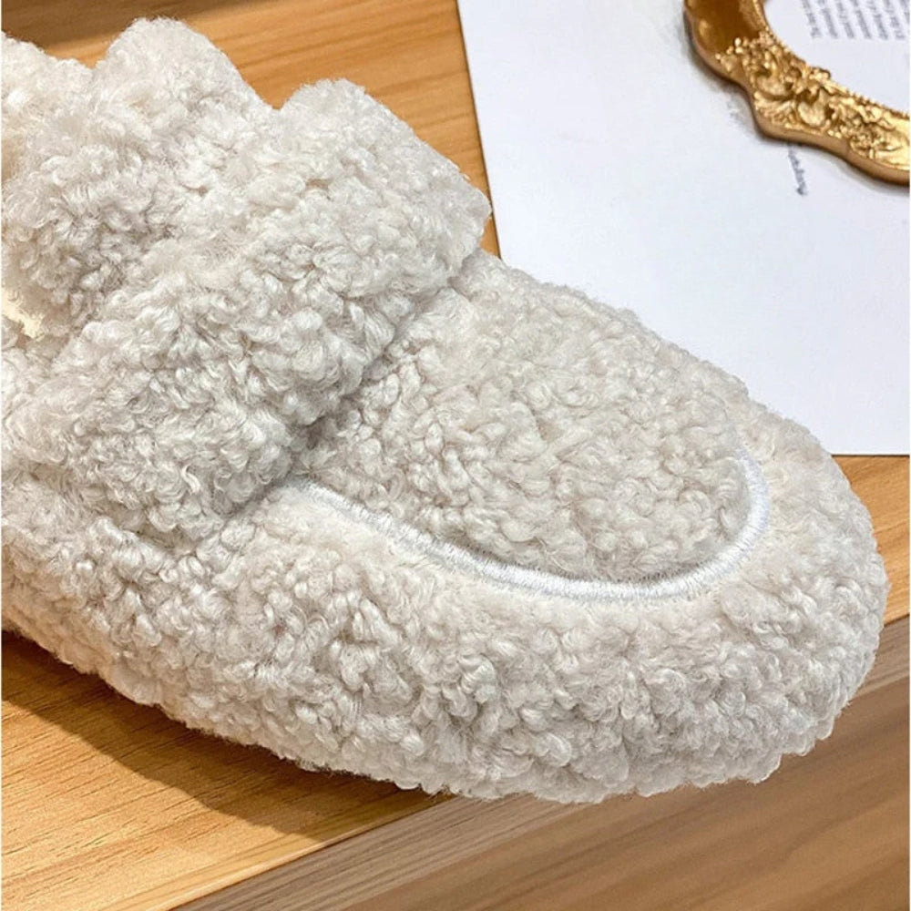 Bløde plysch slippers til kvinder - skridsikker sål varme sko