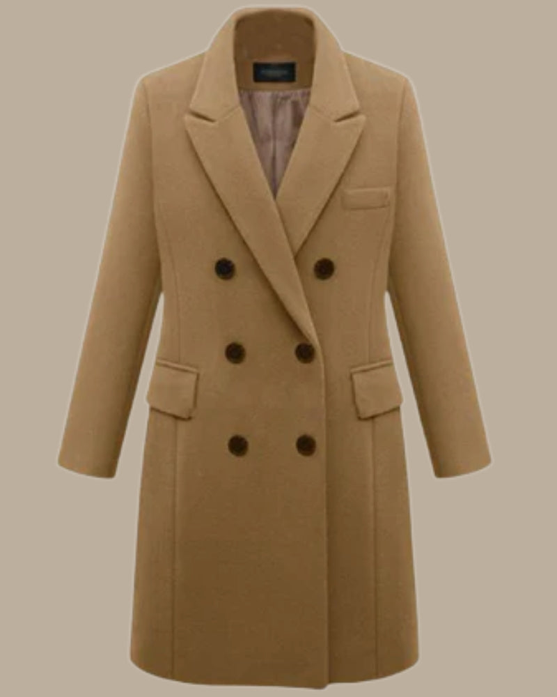 Vinterjakke Dame - Dobbeltbrystet Langfrakke med klassisk snit