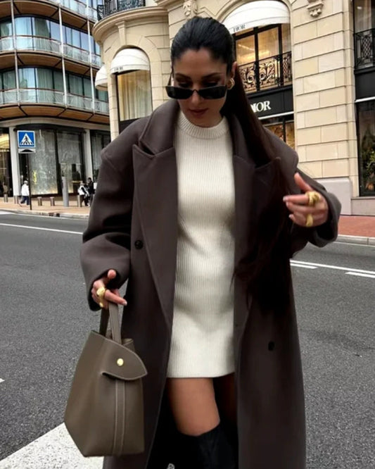 Vinterjakke Dame – Dobbeltknappet Oversized-frakke til moderne stil