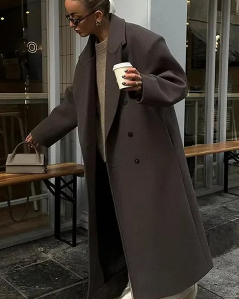 Vinterjakke Dame – Dobbeltknappet Oversized-frakke til moderne stil
