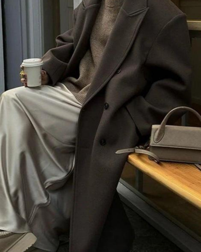 Vinterjakke Dame – Dobbeltknappet Oversized-frakke til moderne stil