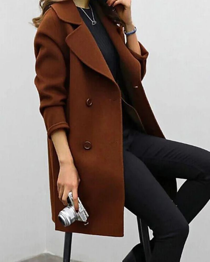 Vinterjakke Dame – Dobbeltknappet trenchcoat med struktureret pasform