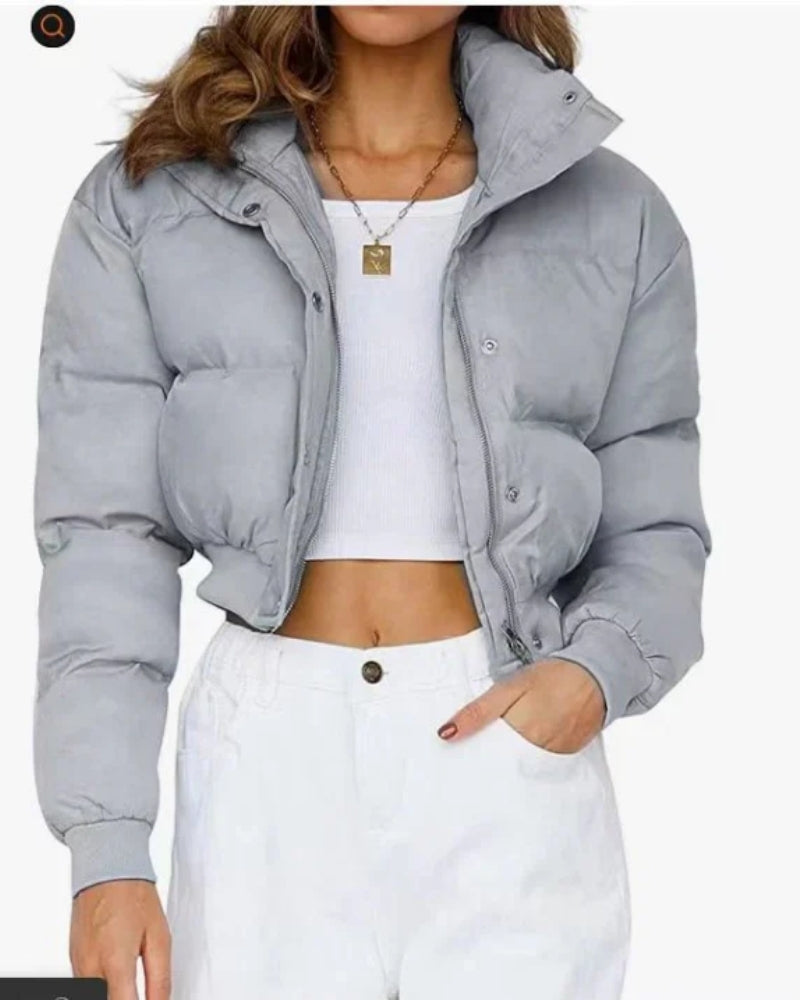 Vinterjakke Damer kort – Mode Puffjakke med hætte