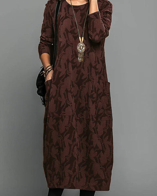 Vinterkjole Dame – Med lommer og elegant trykdesign