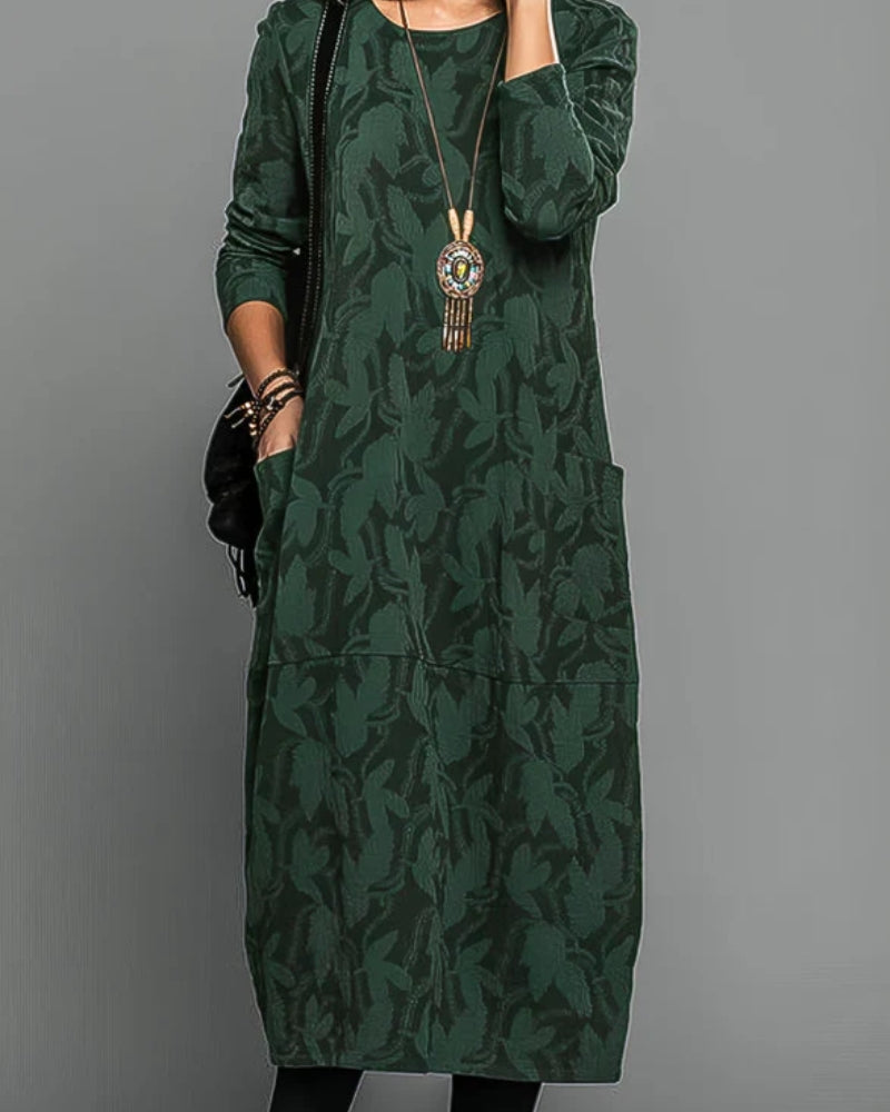 Vinterkjole Dame – Med lommer og elegant trykdesign