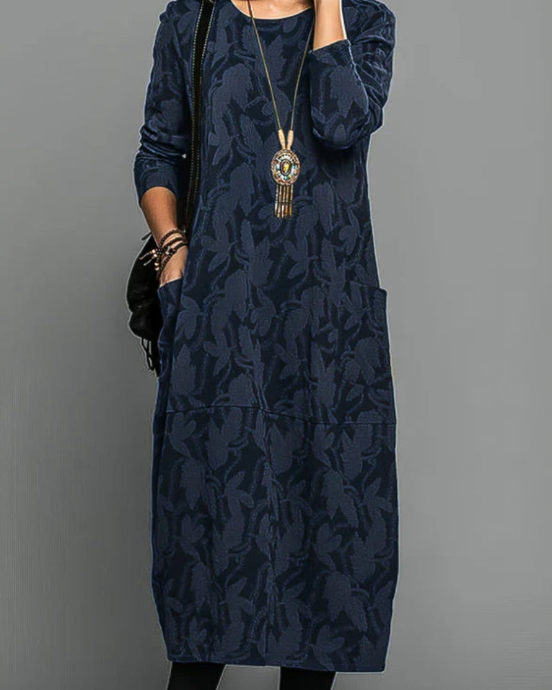 Vinterkjole Dame – Med lommer og elegant trykdesign