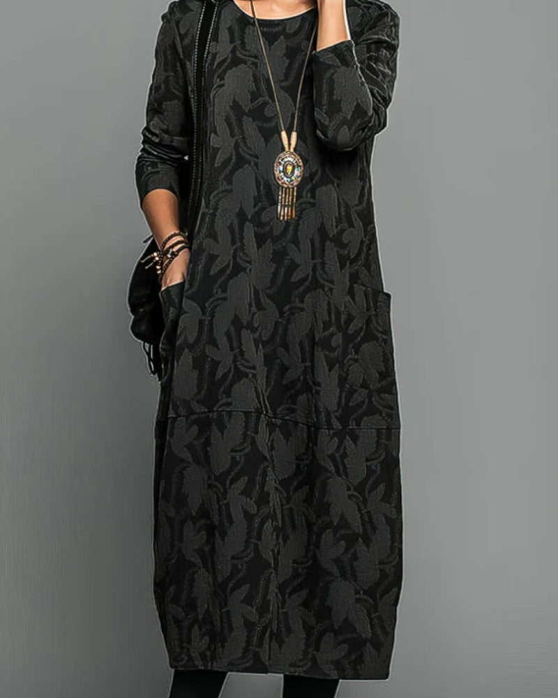 Vinterkjole Dame – Med lommer og elegant trykdesign