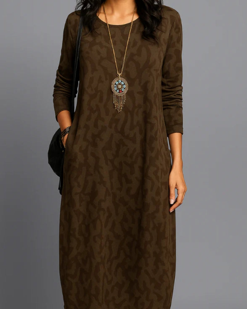 Vinterkjole Dame – Med lommer og elegant trykdesign