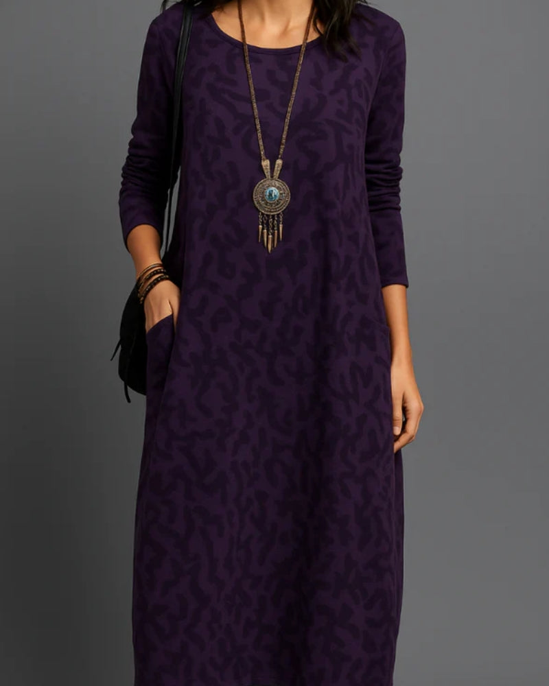 Vinterkjole Dame – Med lommer og elegant trykdesign