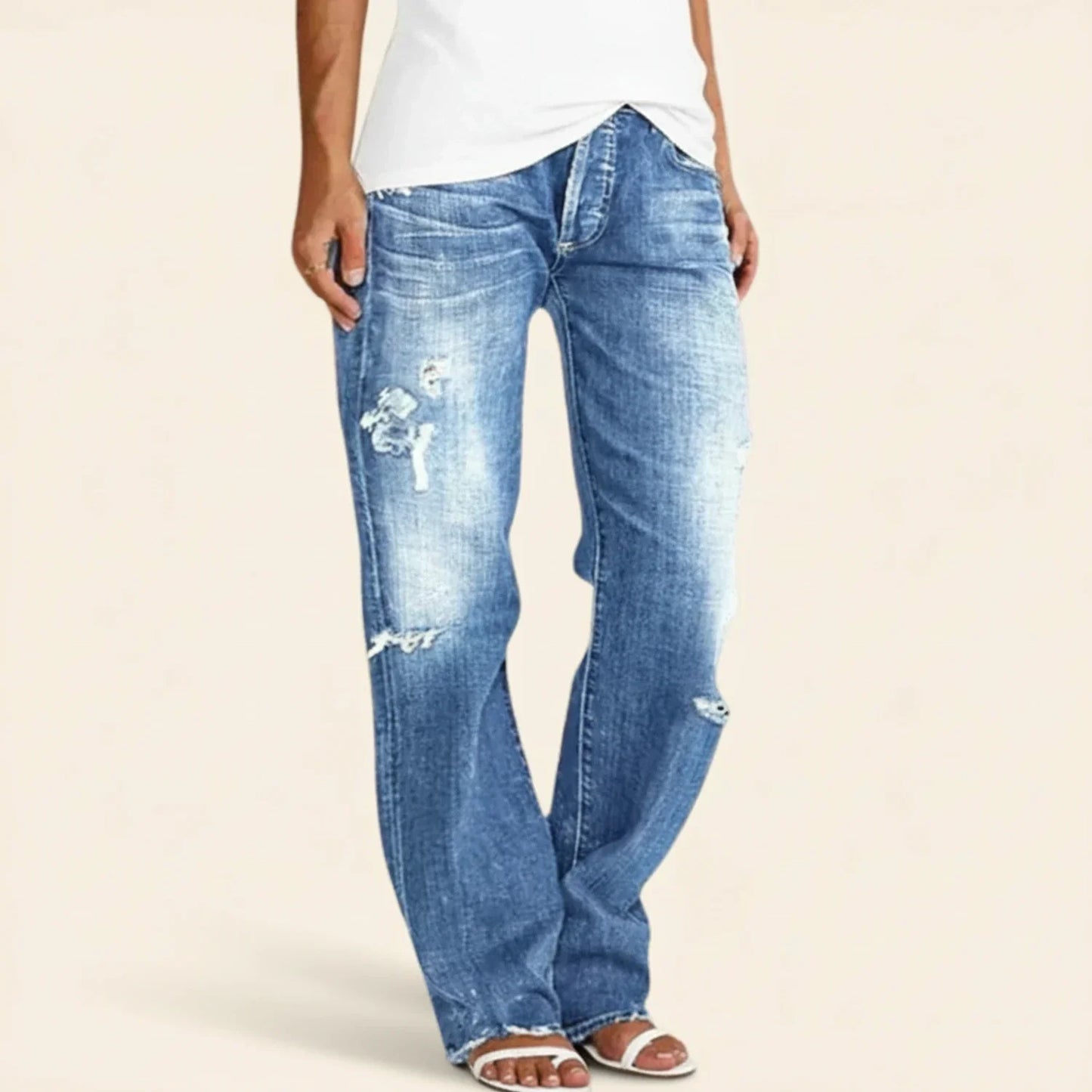 Elysia | Högmidjade Raka Jeans i Vintage Stil