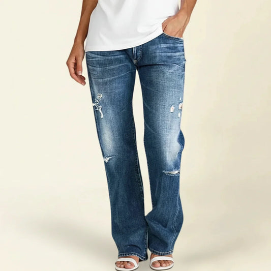 Elysia | Högmidjade Raka Jeans i Vintage Stil