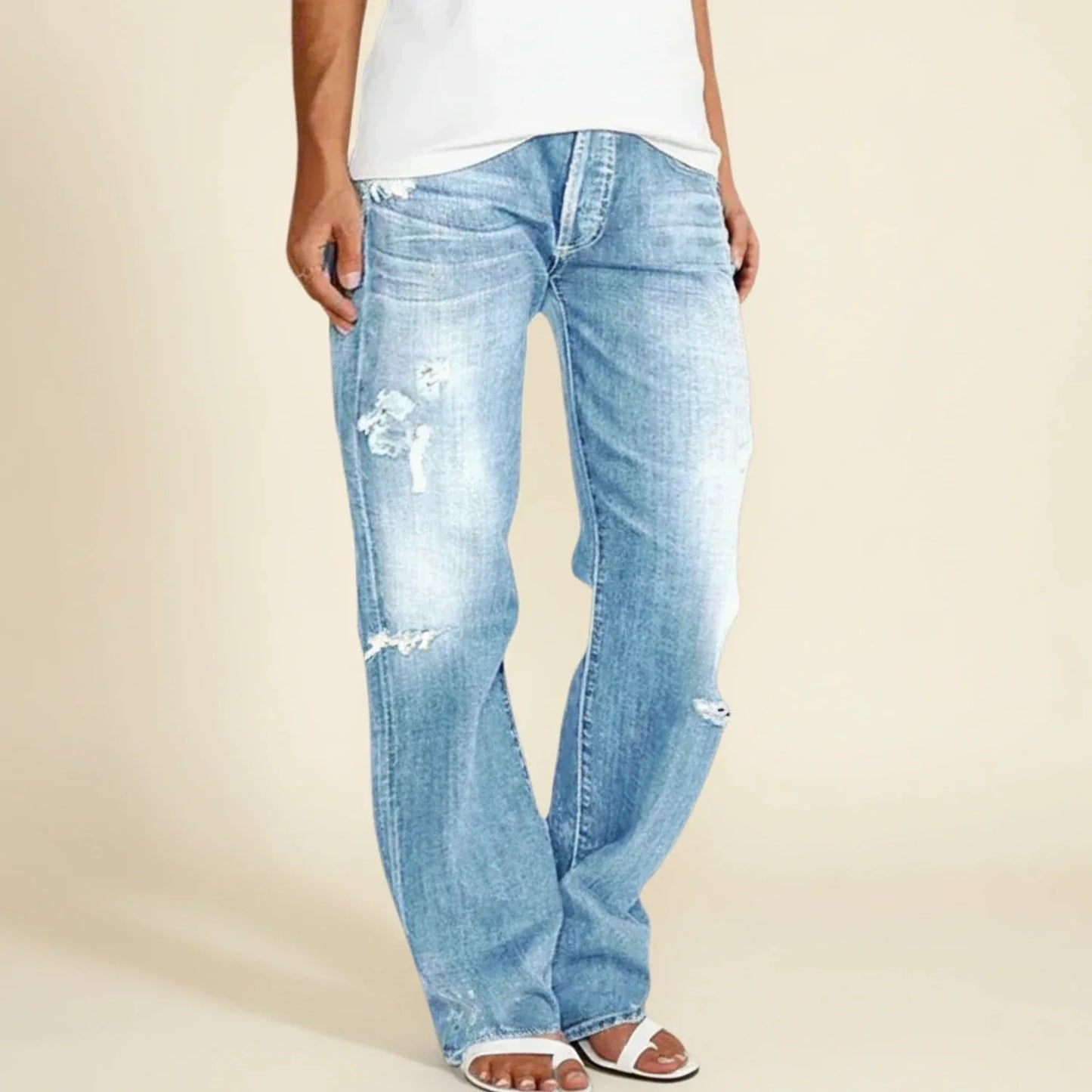 Elysia | Högmidjade Raka Jeans i Vintage Stil