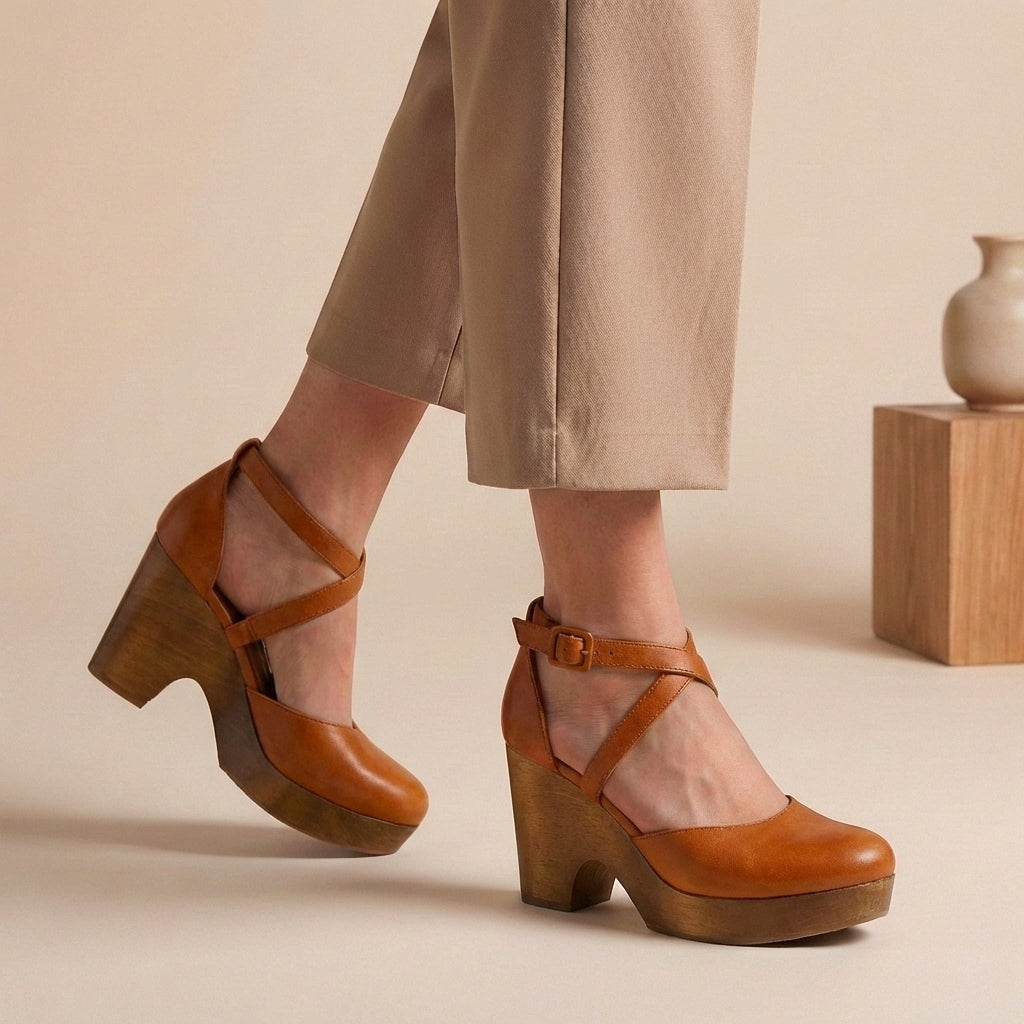 Sienna | Damen Plattform Riemen Heels med Blockabsatz