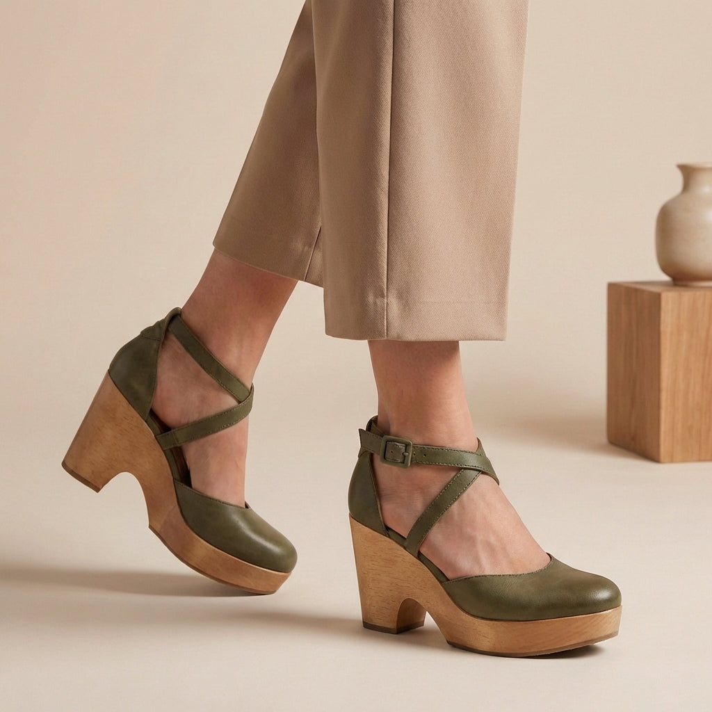Sienna | Damen Plattform Riemen Heels med Blockabsatz