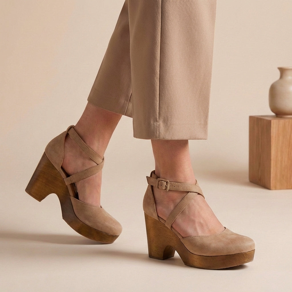 Sienna | Damen Plattform Riemen Heels med Blockabsatz
