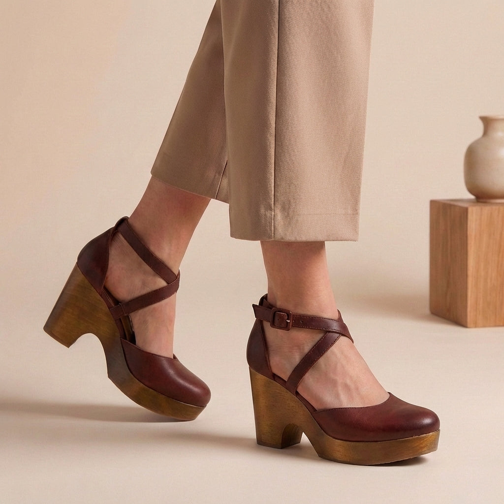 Sienna | Damen Plattform Riemen Heels med Blockabsatz