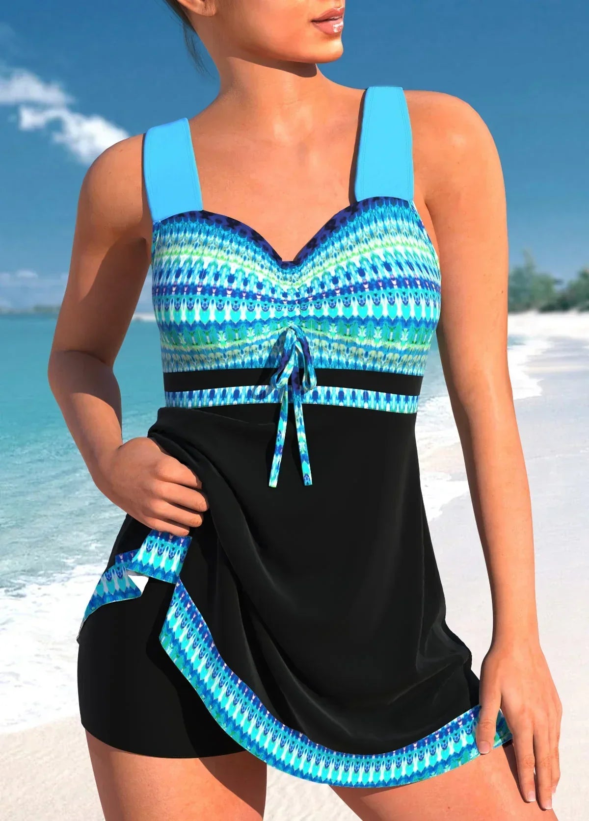 Tankini i patchwork - Slank och lätt design
