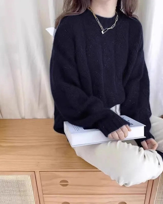 Zopfstrik Pullover Dame – Pullover lavet af 100% kashmir til efterår og vinter