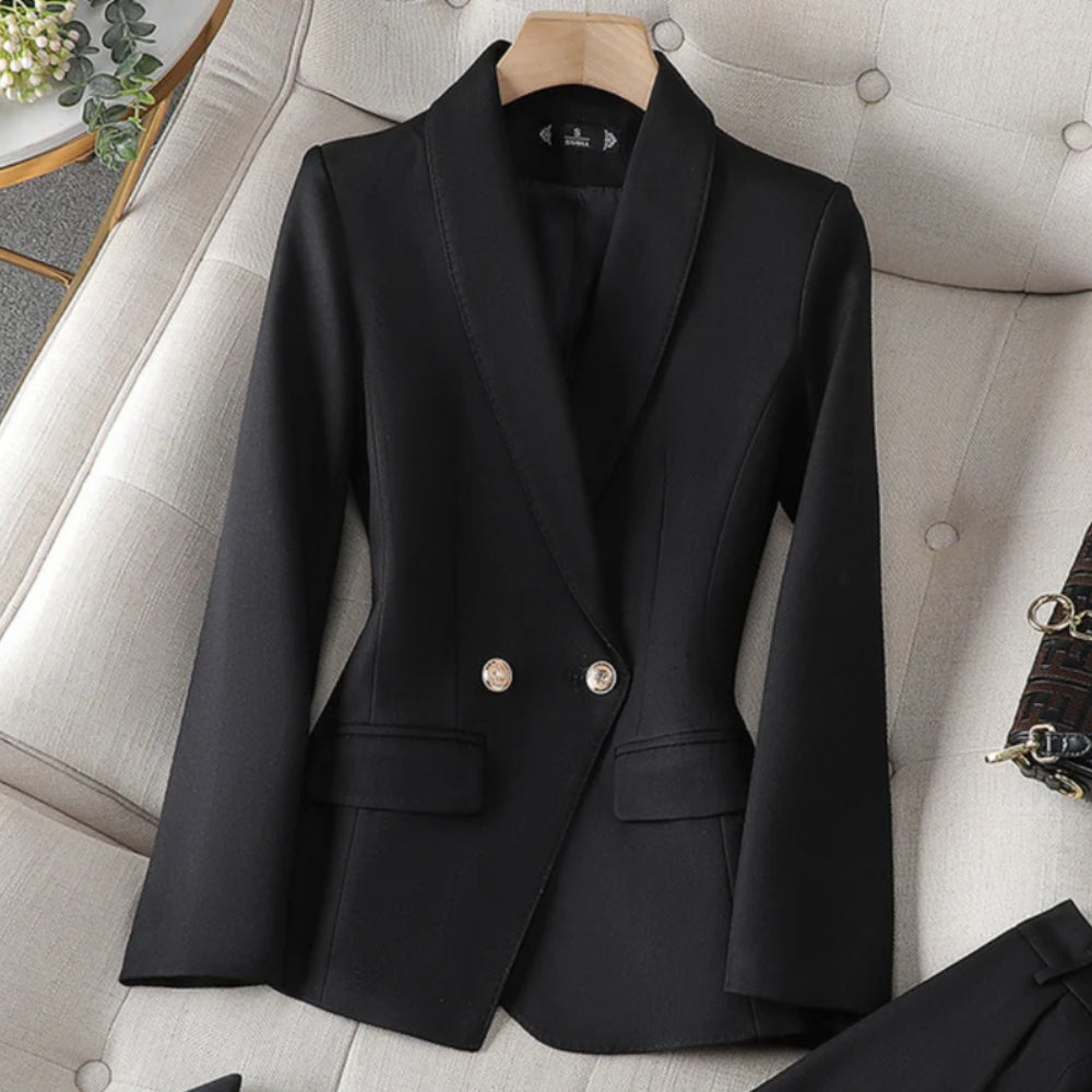 To-delt buksedragt til kvinder - To-radede blazer og formelle bukser