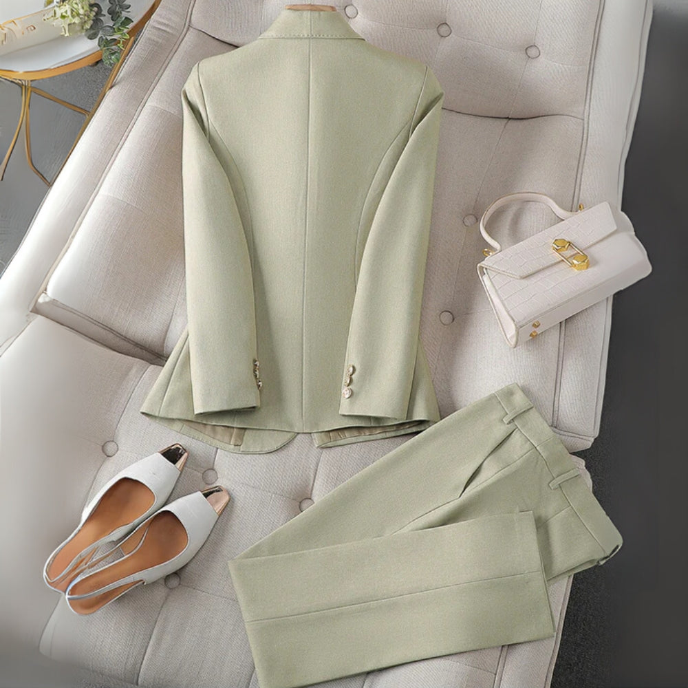 To-delt buksedragt til kvinder - To-radede blazer og formelle bukser